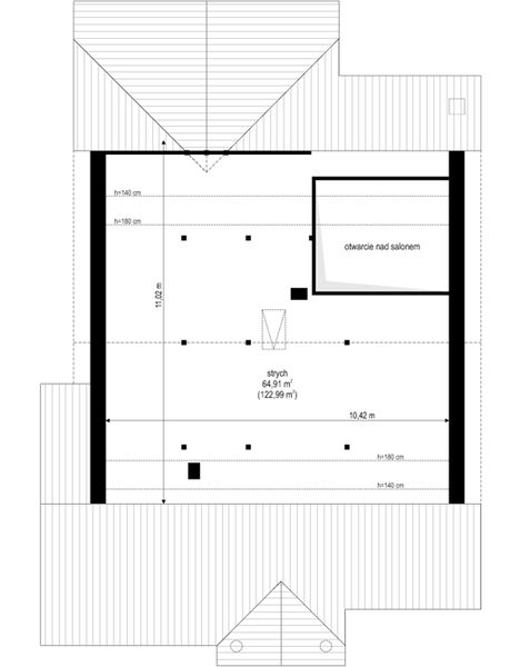 Poddasze projektu Parterowy wąski