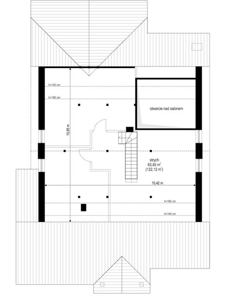 Poddasze projektu Parterowy wąski 2