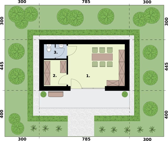 Parter projektu KL17 kuchnia letnia/ bud. gospodarczy