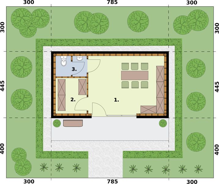 Parter projektu KL17 szkielet drewniany kuchnia letnia/ bud. gospodarczy