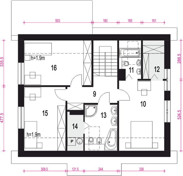 Poddasze projektu Iga styl z garażem 1-st. [A]