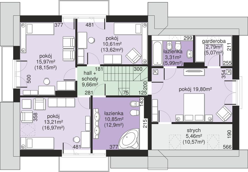Poddasze projektu Dom przy Cyprysowej 50