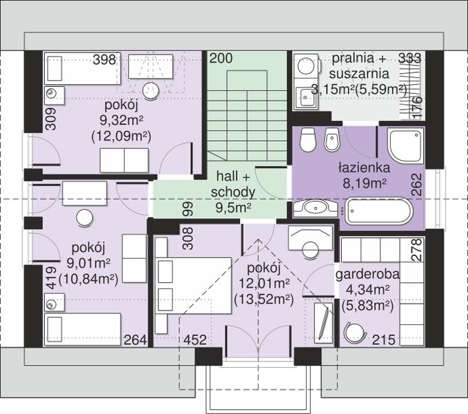 Poddasze projektu Dom przy Alabastrowej 54