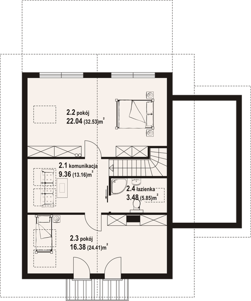 Poddasze projektu Głogoczów 3 dws