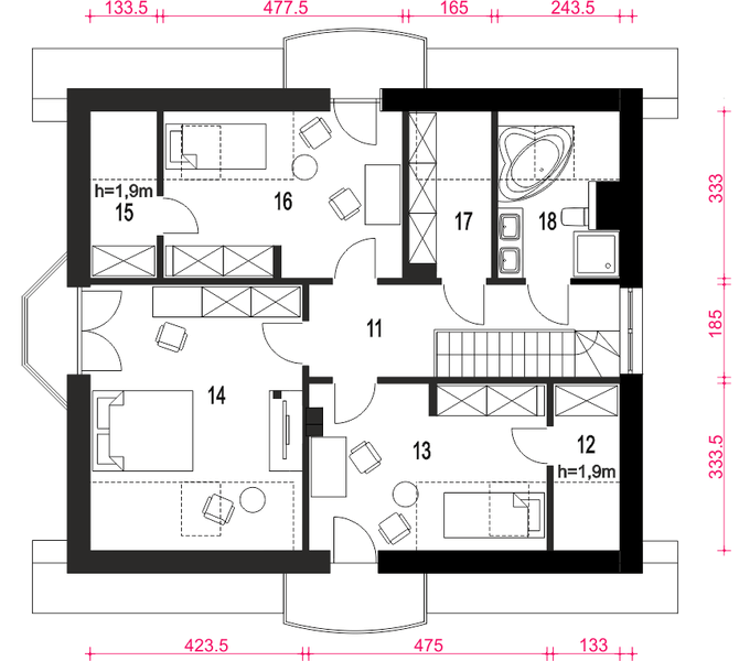 Poddasze projektu Dom Dla Ciebie 7 bez garażu [B]
