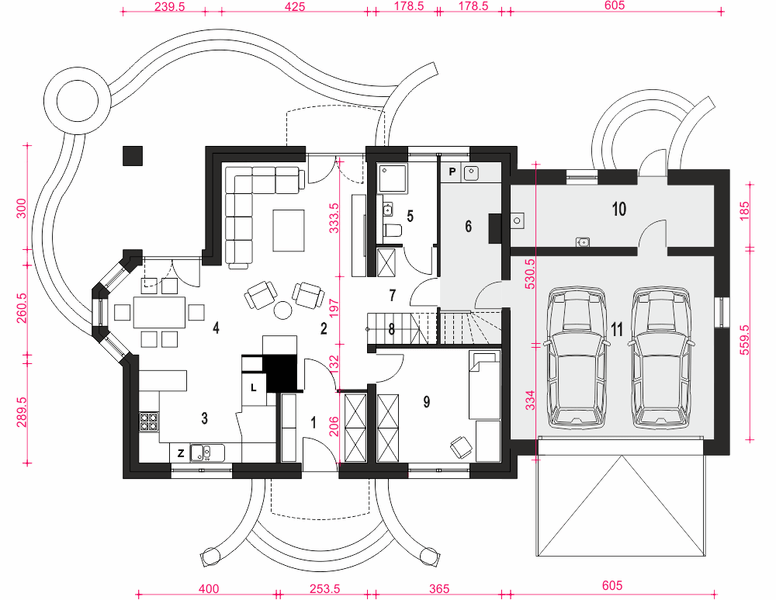 Parter projektu Dom Dla Ciebie 7 z garażem 2-st. [A1]