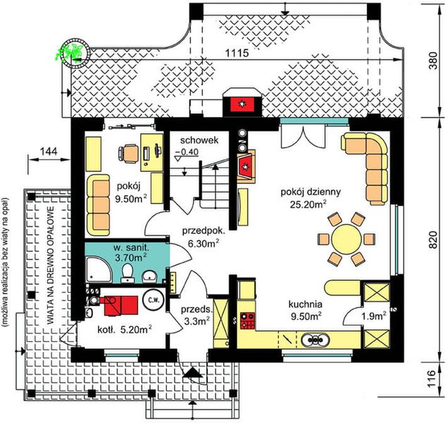 Parter projektu BW-36 wariant 15 bez garażu