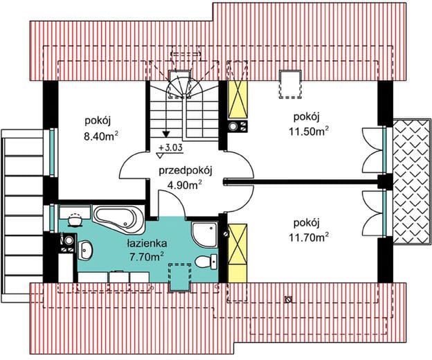 Poddasze projektu BW-36 wariant 11 podpiwniczony