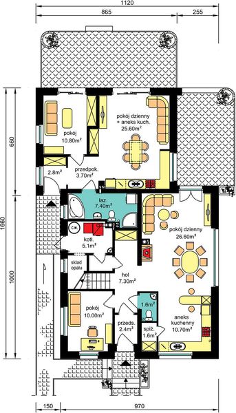 Parter projektu BS-56 wariant 2, dwulokalowy
