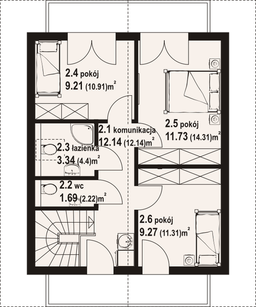 Poddasze projektu Grochowo nowe 13 dws