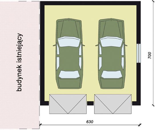 Parter projektu GP8 projekt budynku gospodarczego dostawianego