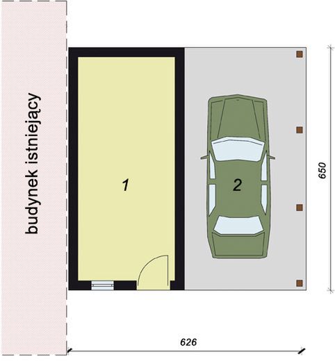 Parter projektu GP6 projekt wiaty garażowej dostawianej