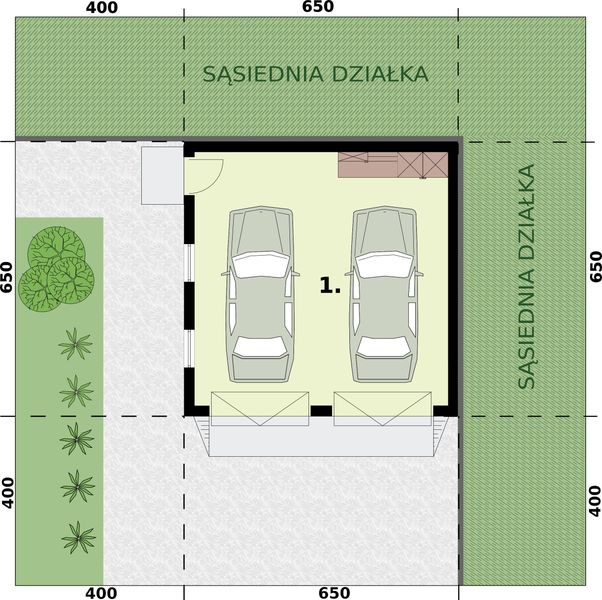 Parter projektu G344 budynek gospodarczy do postawienia w granicy narożnikowo