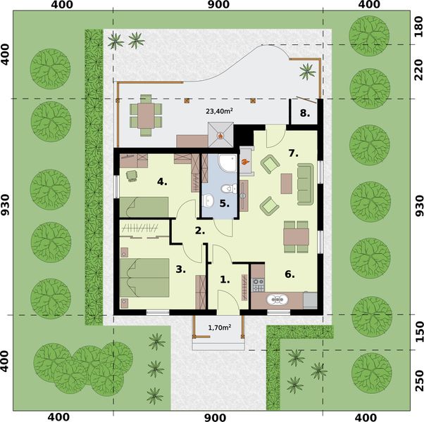 Parter projektu Barbados C dom mieszkalny, całoroczny