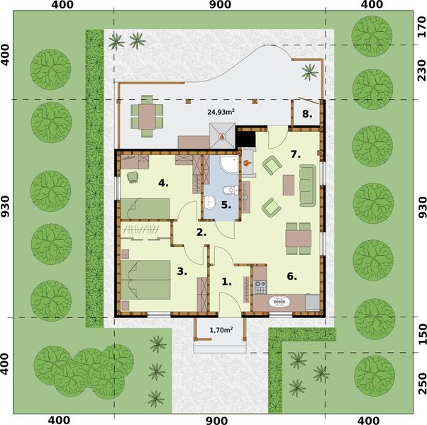 Parter projektu Barbados C dom mieszkalny, całoroczny szkielet drewniany