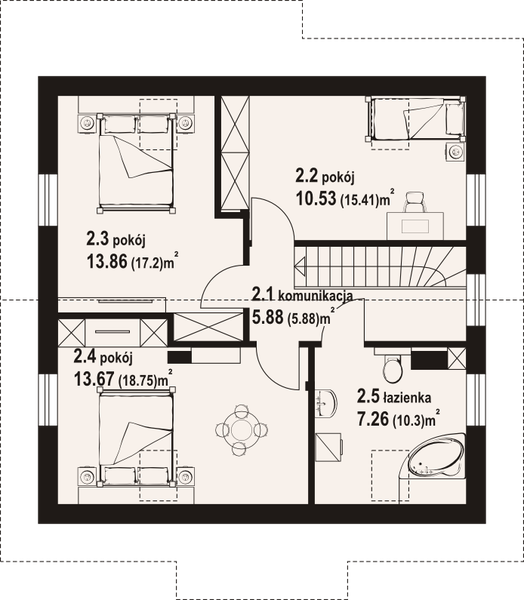 Poddasze projektu Stopnica 3m
