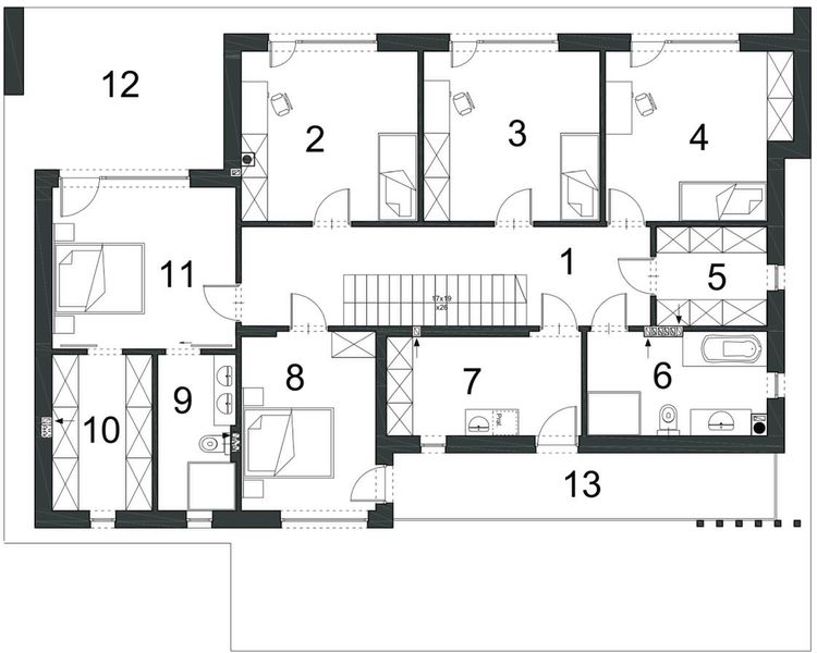 Piętro 1 projektu Wyszukany D64