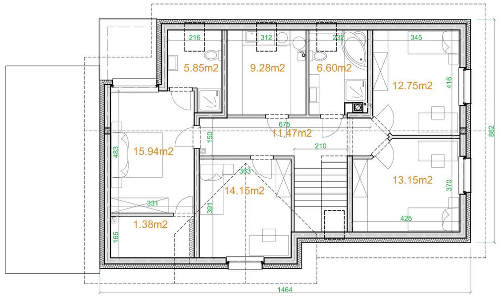 Poddasze projektu eko Typowy 44