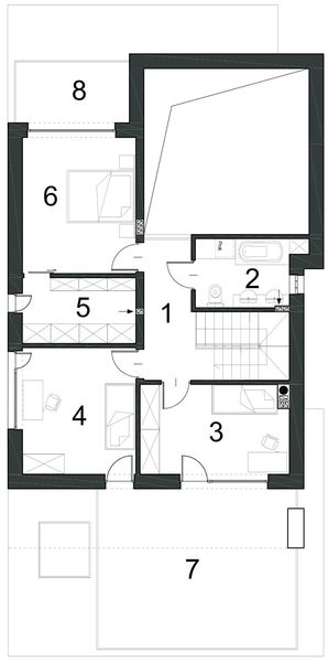 Piętro 1 projektu Gustowny D39 wariant I