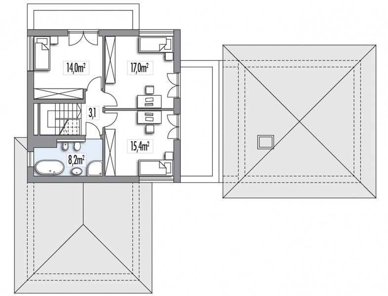 Piętro 1 projektu Andaluzja 2-lokalowy