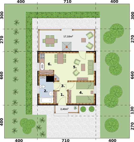 Parter projektu Bazylea C dom mieszkalny, całoroczny szkielet drewniany