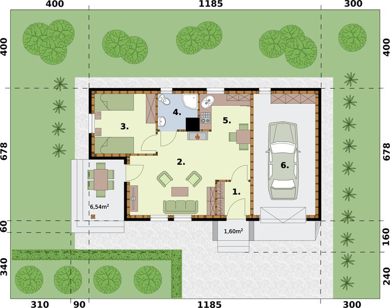 Parter projektu Bergamo C dom mieszkalny, całoroczny szkielet drewniany