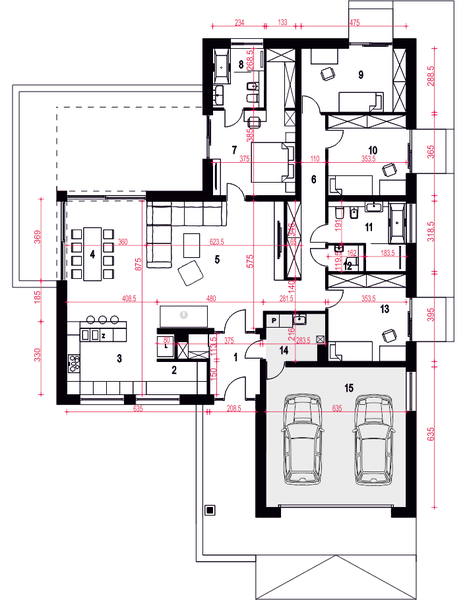 Parter projektu Magnetyt z garażem 2-st. [A]