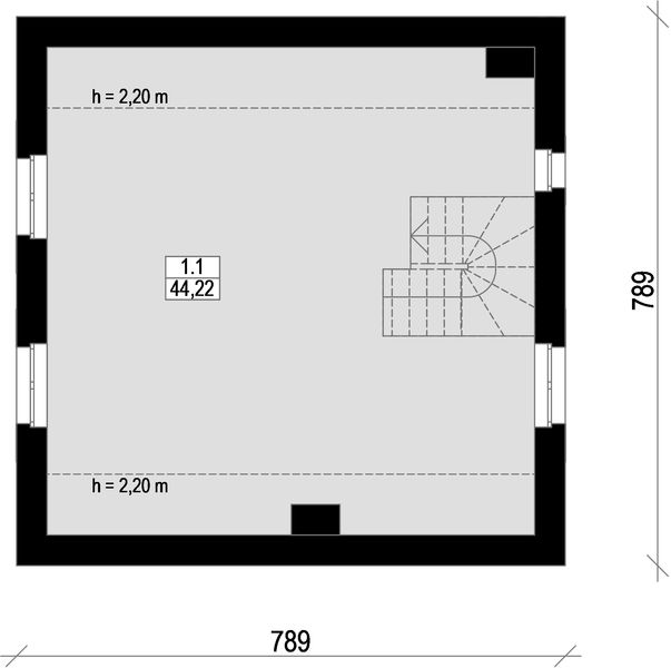 Poddasze projektu Sześcienny S1-2