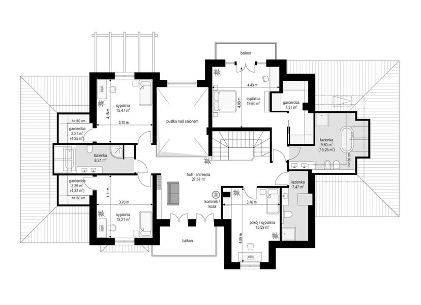 Poddasze projektu Willa Siedziba