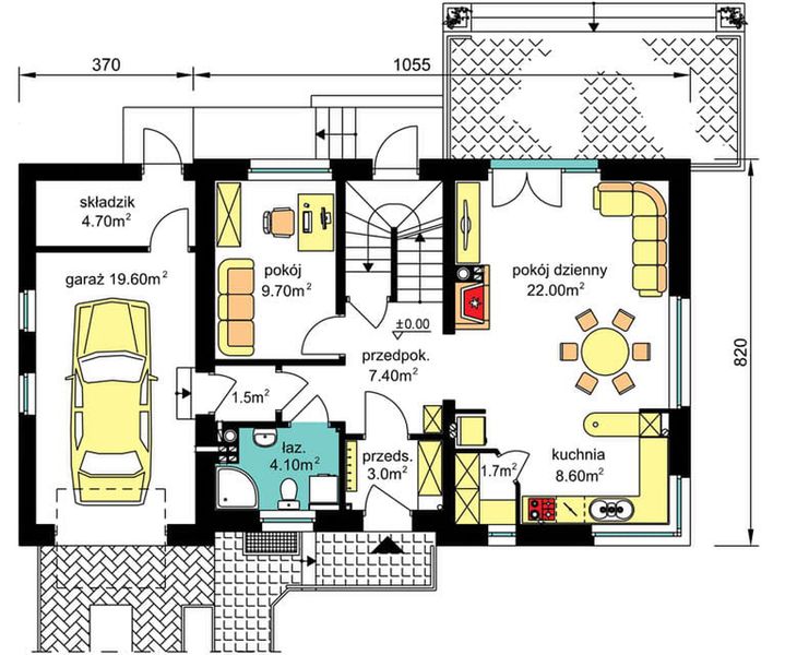 Parter projektu BW-36 wariant 14 podpiwniczony