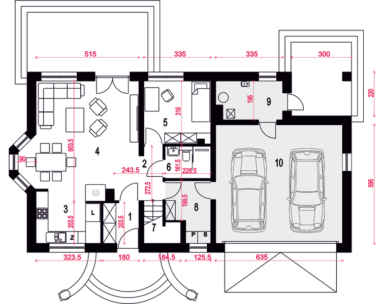 Parter projektu Zgrabna z garażem 2-st. [A1]