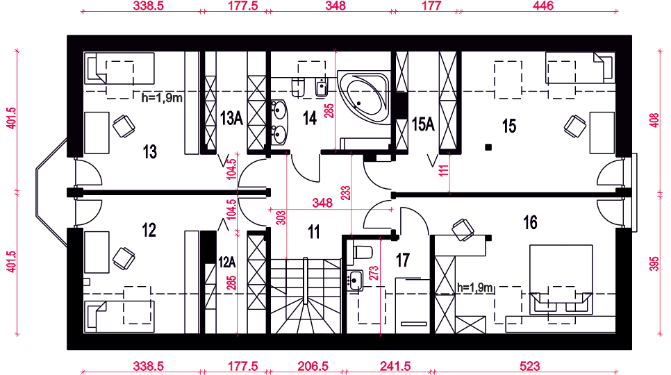 Poddasze projektu Zgrabna z garażem 2-st. [A1]