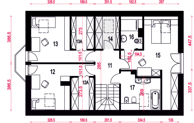 Poddasze projektu Zgrabna II z garażem 1-st. [A]