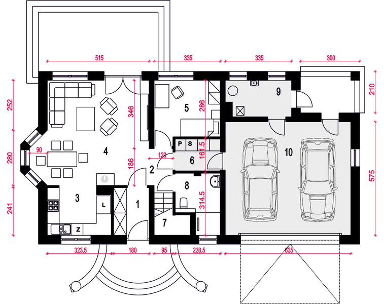 Parter projektu Zgrabna II z garażem 2-st. [A1]