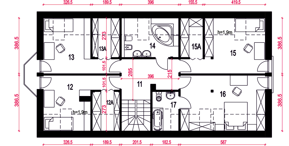 Poddasze projektu Zgrabna II z garażem 2-st. [A1]