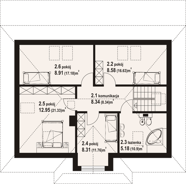 Poddasze projektu Chmielniki małe dw 71