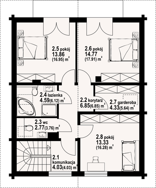 Poddasze projektu Grochowice 1dw