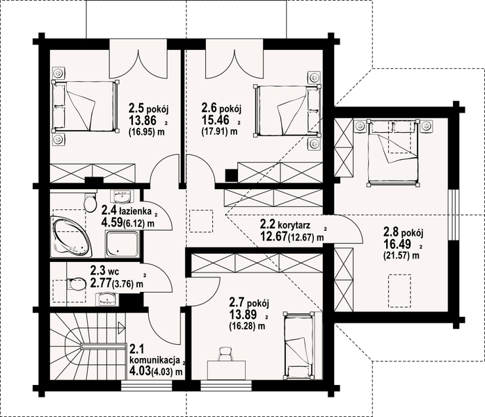 Poddasze projektu Grochowice 1 gdw