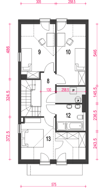 Poddasze projektu Jukka z garażem 1-st. [A1-SZL]