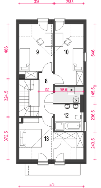 Poddasze projektu Jukka z garażem 1-st. [A1-SZP]