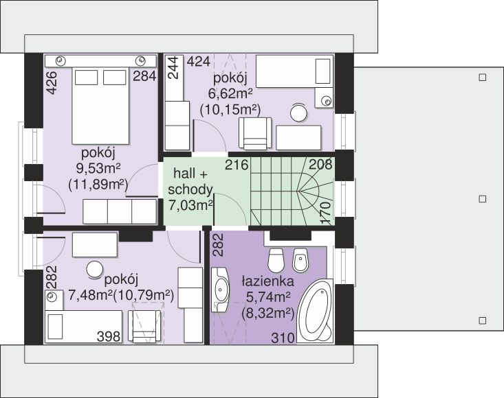 Poddasze projektu Dom przy Wiosennej 21