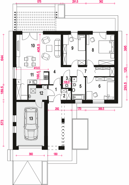 Parter projektu Kaja z garażem 1-st. [A]