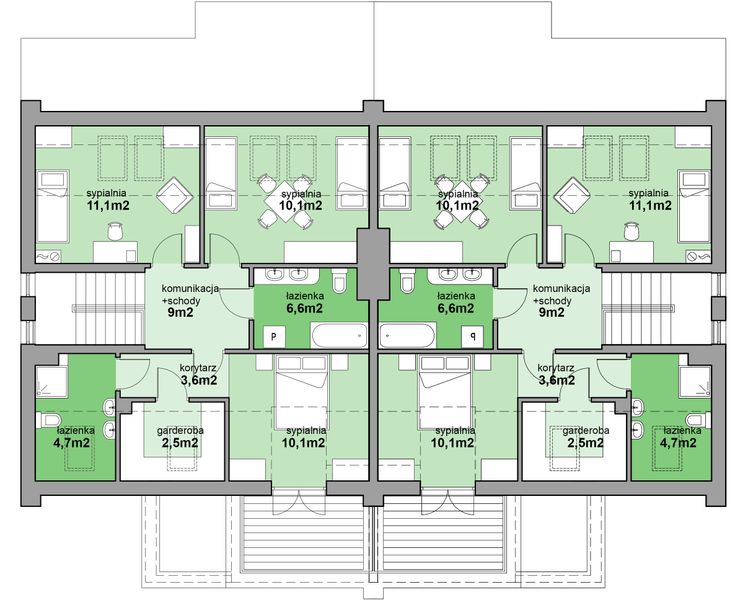 Poddasze projektu MJS-103 Dwurodzinny