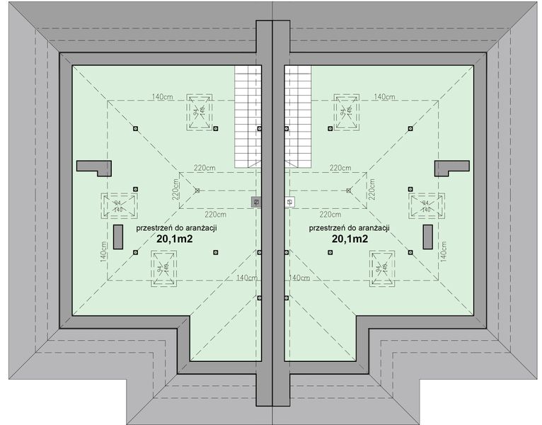 Poddasze projektu MJS-104 Dwurodzinny