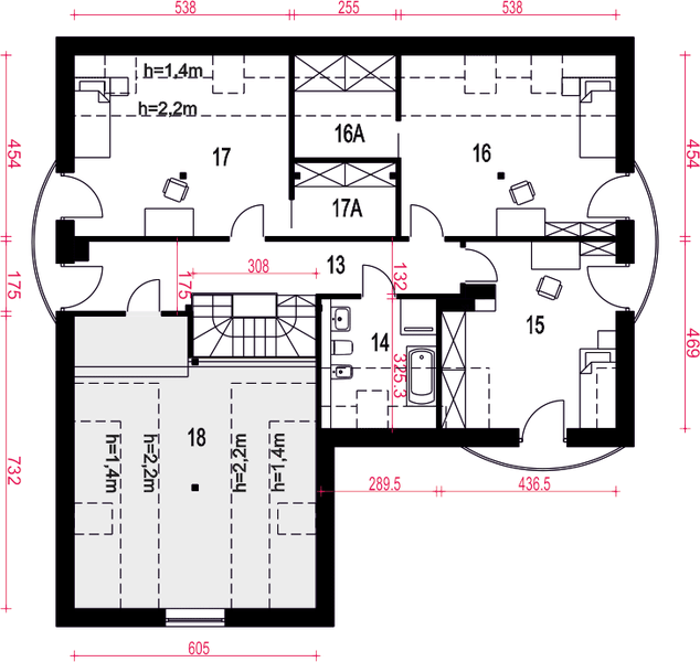 Poddasze projektu Wega z garażem 1-st. [A1]