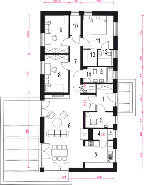Parter projektu Flora bez garażu [B]