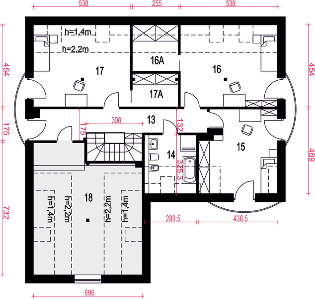 Poddasze projektu Wega z garażem 2-st. [A]