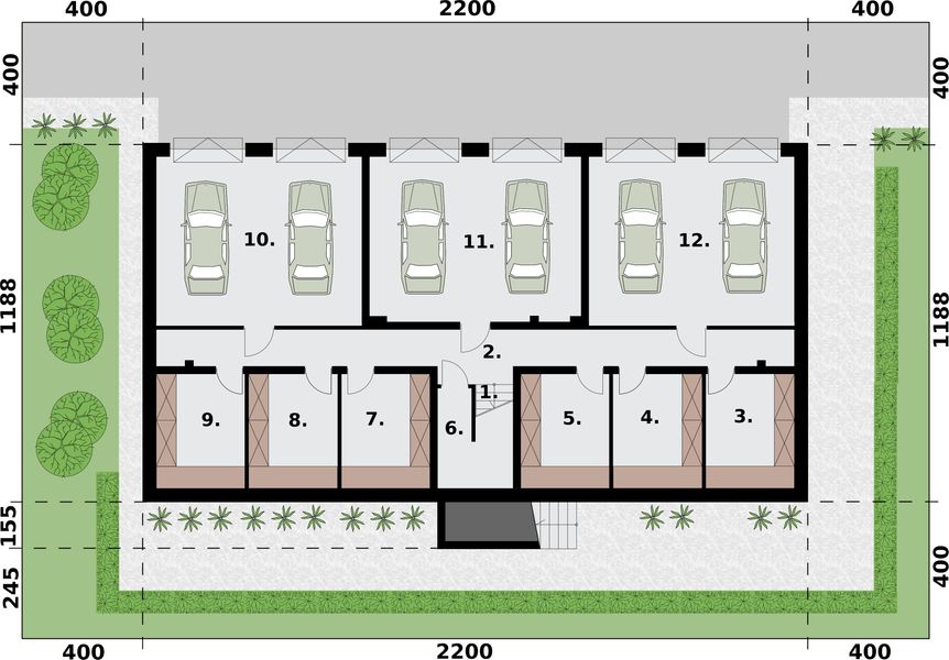 Parter projektu San Pedro 2 - budynek wielorodzinny z balkonami