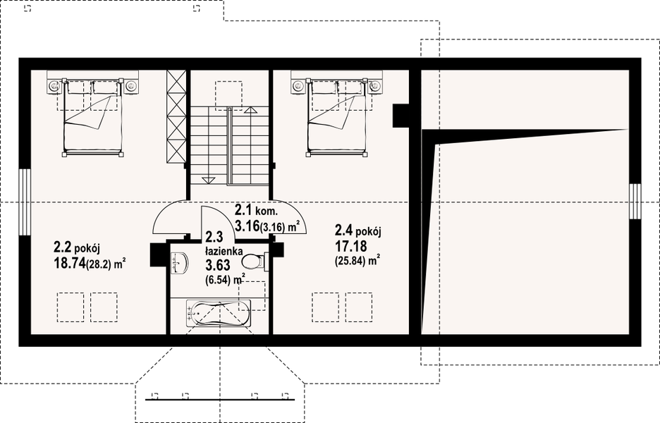 Poddasze projektu Zawoja 16 dwst