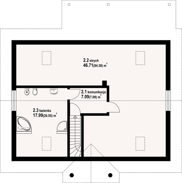 Poddasze projektu Alamowo 13 dwk